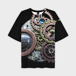 Мужская футболка оверсайз Mechanism of gears in Steampunk style