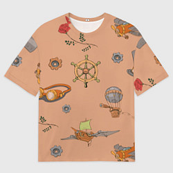 Мужская футболка оверсайз Паттерн в стиле Стимпанк Ретро