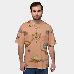 Футболка оверсайз мужская Паттерн в стиле Стимпанк Ретро, цвет: 3D-принт — фото 2