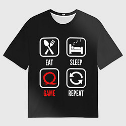 Мужская футболка оверсайз Eat, Sleep, God of War, Repeat