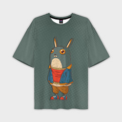 Мужская футболка оверсайз Задумчивый кролик