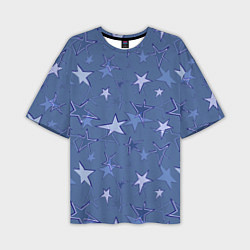 Мужская футболка оверсайз Gray-Blue Star Pattern