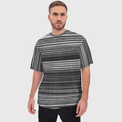 Футболка оверсайз мужская Black and white thin stripes Тонкие полосы, цвет: 3D-принт — фото 2