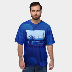 Футболка оверсайз мужская Лось на фоне города, цвет: 3D-принт — фото 2