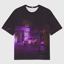 Футболка оверсайз мужская Неоновый ночной переход - Фиолетовый, цвет: 3D-принт