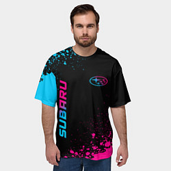 Футболка оверсайз мужская Subaru Neon Gradient FS, цвет: 3D-принт — фото 2