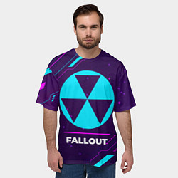 Футболка оверсайз мужская Символ Fallout в неоновых цветах на темном фоне, цвет: 3D-принт — фото 2