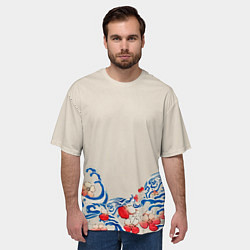 Футболка оверсайз мужская Японский орнамент волн, цвет: 3D-принт — фото 2