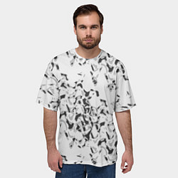Футболка оверсайз мужская Пятнистый абстрактный узор в светло-серых тонах, цвет: 3D-принт — фото 2