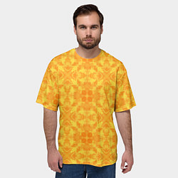 Футболка оверсайз мужская Желтый абстрактный летний орнамент, цвет: 3D-принт — фото 2