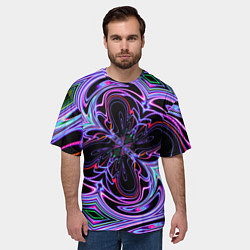 Футболка оверсайз мужская Неоновые узоры и фигуры - Фиолетовый, цвет: 3D-принт — фото 2