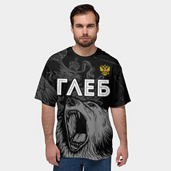Футболка оверсайз мужская Глеб Россия Медведь, цвет: 3D-принт — фото 2
