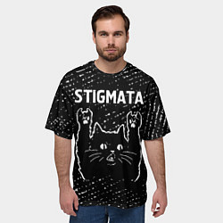 Футболка оверсайз мужская Группа Stigmata и Рок Кот, цвет: 3D-принт — фото 2