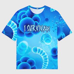 Мужская футболка оверсайз Я выжил! Blue