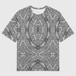 Футболка оверсайз мужская Black and white oriental ornament, цвет: 3D-принт