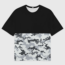 Мужская футболка оверсайз Полукамуфляж Тёмно-Серый