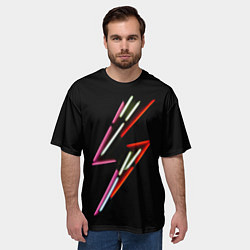Футболка оверсайз мужская Неоновый знак молнии - Красный, цвет: 3D-принт — фото 2