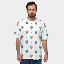 Футболка оверсайз мужская Разноцветные Бриллианты На Белом Фоне, цвет: 3D-принт — фото 2