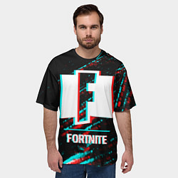 Футболка оверсайз мужская Fortnite в стиле Glitch Баги Графики на темном фон, цвет: 3D-принт — фото 2