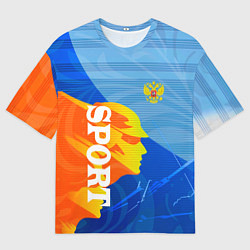 Мужская футболка оверсайз РОССИЯ - СПОРТ - ГЕРБ