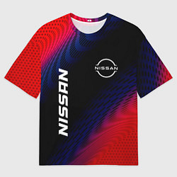 Мужская футболка оверсайз Nissan Красный Карбон