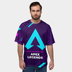 Футболка оверсайз мужская Символ Apex Legends в неоновых цветах на темном фо, цвет: 3D-принт — фото 2