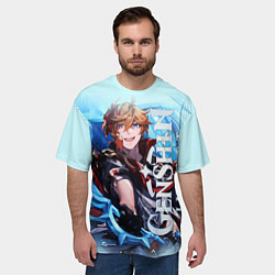 Футболка оверсайз мужская Тарталья-воин из Снежной, цвет: 3D-принт — фото 2