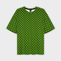 Мужская футболка оверсайз Зеленый узоры крестиком