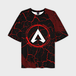 Мужская футболка оверсайз Символ Apex Legends и краска вокруг на темном фоне