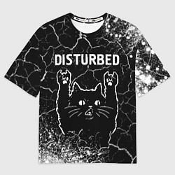Футболка оверсайз мужская Группа Disturbed и Рок Кот, цвет: 3D-принт