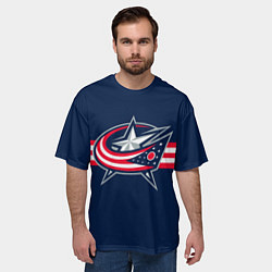 Футболка оверсайз мужская Коламбус Блю Джекетс форма, цвет: 3D-принт — фото 2