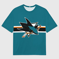Футболка оверсайз мужская Сан-Хосе Шаркс форма, цвет: 3D-принт