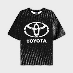 Мужская футболка оверсайз Toyota с потертостями на темном фоне
