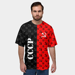 Футболка оверсайз мужская Ссср - серп и молот - паттерн, цвет: 3D-принт — фото 2