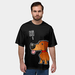 Футболка оверсайз мужская Длинная Такса, цвет: 3D-принт — фото 2