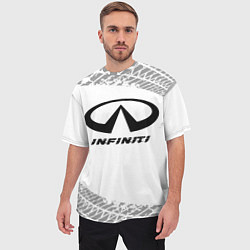 Футболка оверсайз мужская Infiniti Speed на светлом фоне со следами шин, цвет: 3D-принт — фото 2