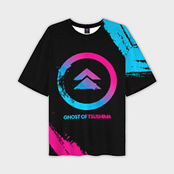 Мужская футболка оверсайз Ghost of Tsushima Neon Gradient