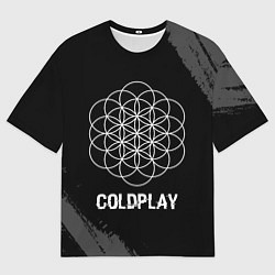 Мужская футболка оверсайз Coldplay Glitch на темном фоне