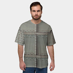 Футболка оверсайз мужская Стальные плиты с заклёпками, цвет: 3D-принт — фото 2