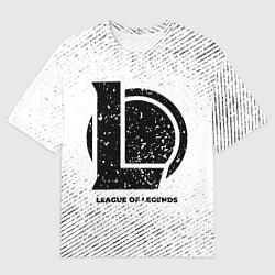 Мужская футболка оверсайз League of Legends с потертостями на светлом фоне