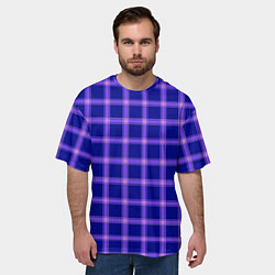 Футболка оверсайз мужская Фиолетовый клетчатый узор, цвет: 3D-принт — фото 2