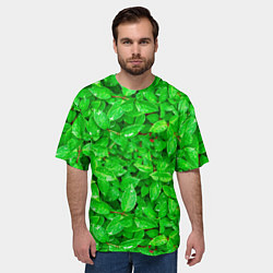 Футболка оверсайз мужская Зелёные листья - текстура, цвет: 3D-принт — фото 2