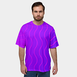 Футболка оверсайз мужская Фиолетовые линии, цвет: 3D-принт — фото 2