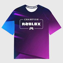 Футболка оверсайз мужская Roblox Gaming Champion: рамка с лого и джойстиком, цвет: 3D-принт