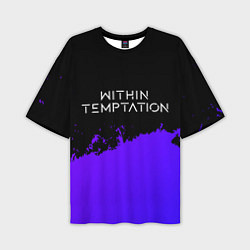 Мужская футболка оверсайз Within Temptation Purple Grunge