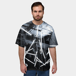Футболка оверсайз мужская Абстрактное множество фонарей во тьме - Белый, цвет: 3D-принт — фото 2