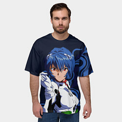 Футболка оверсайз мужская Рей Аянами - холодная девочка, цвет: 3D-принт — фото 2