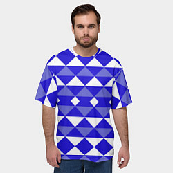 Футболка оверсайз мужская Бело-синий геометрический узор, цвет: 3D-принт — фото 2