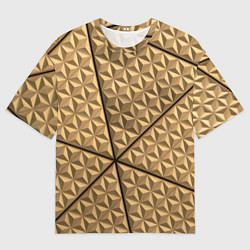 Футболка оверсайз мужская Абстрактное металлическое покрытие - Золотой, цвет: 3D-принт