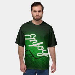 Футболка оверсайз мужская Неоновая надпись во тьме: Наслаждайся - Зелёный, цвет: 3D-принт — фото 2